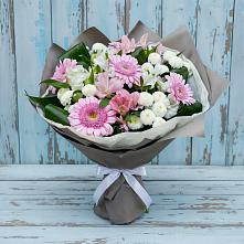 Букет цветов из:  Герберы, Альстромерии и Хризантемы #REPLACE_PRED# Южно-Курильске