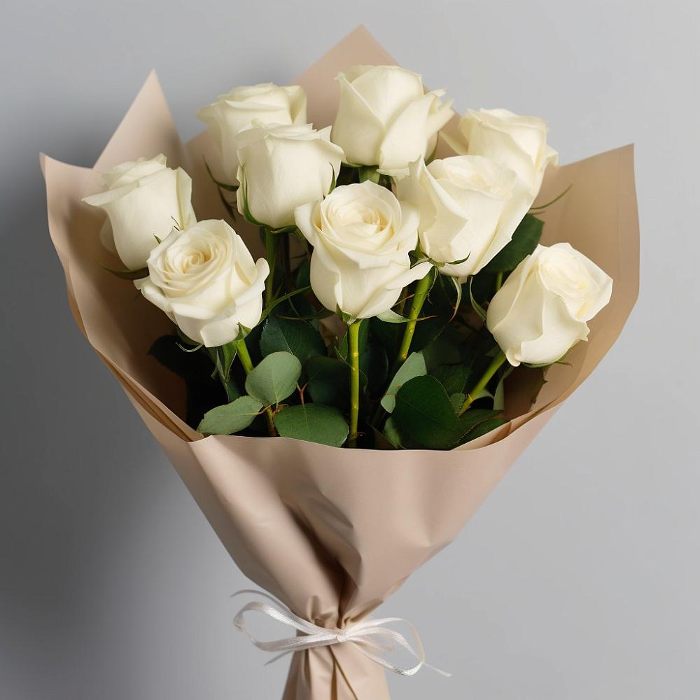 Букет 9 Белых роз Эдлесс Лав в Южно-Курильске