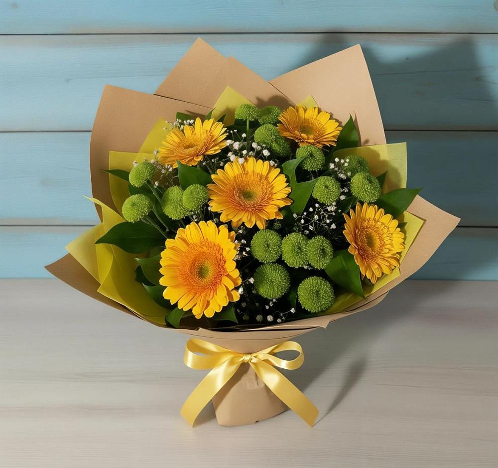 Букет цветов из: Герберы и Хризантемы в Южно-Курильске