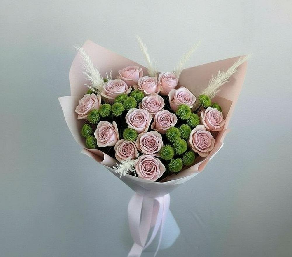 Букет цветов из: Розы и Хризантемы в Южно-Курильске